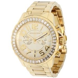 Michael Kors gold tone baguette glitz rox watch